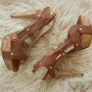 Brown Leather Strappy Heels